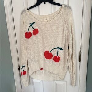 Lou & Grey Cream Sweater with Red Cherry Design